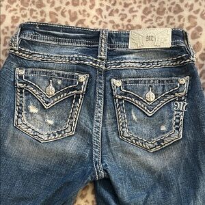 Miss Me Distressed Blue Jeans with Embroidered Pockets